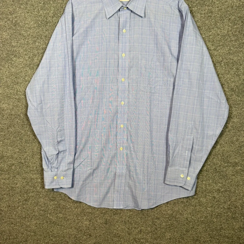Brooks Brothers Shirt Mens‎ 16-4/5 Blue Button Down Plaid Regular Fit Non Iron